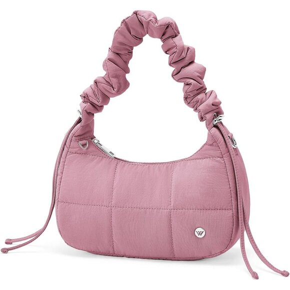 Lightweight Quilted Puffer Handbag - Trendy Nylon Purse with Adjustable Strap - Picture 6 of 6